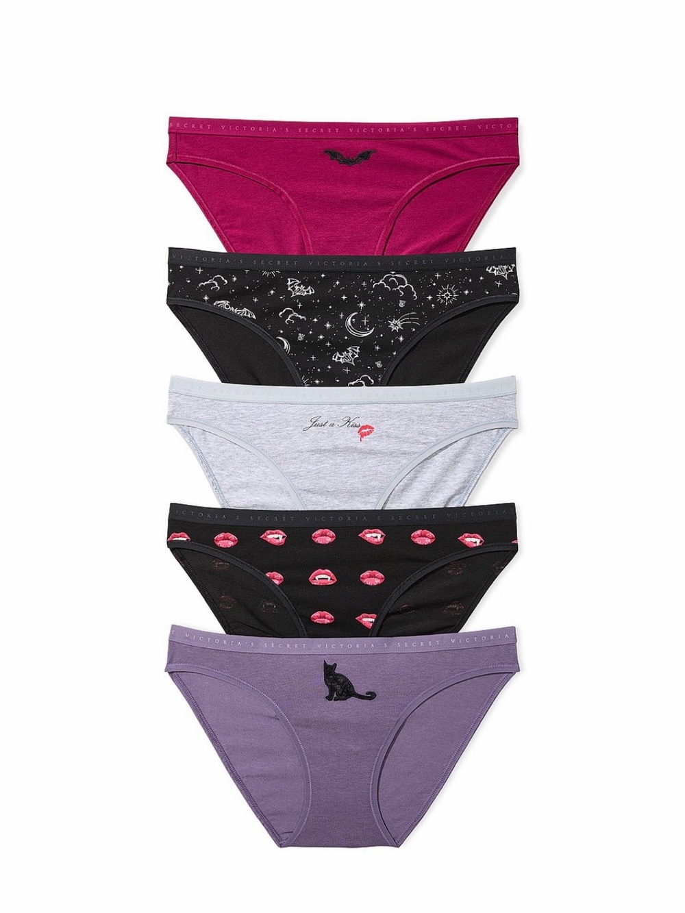 VS HALLOWEEN Stretch Cotton Bikini Panties Medium Multi 5 Pack NEW